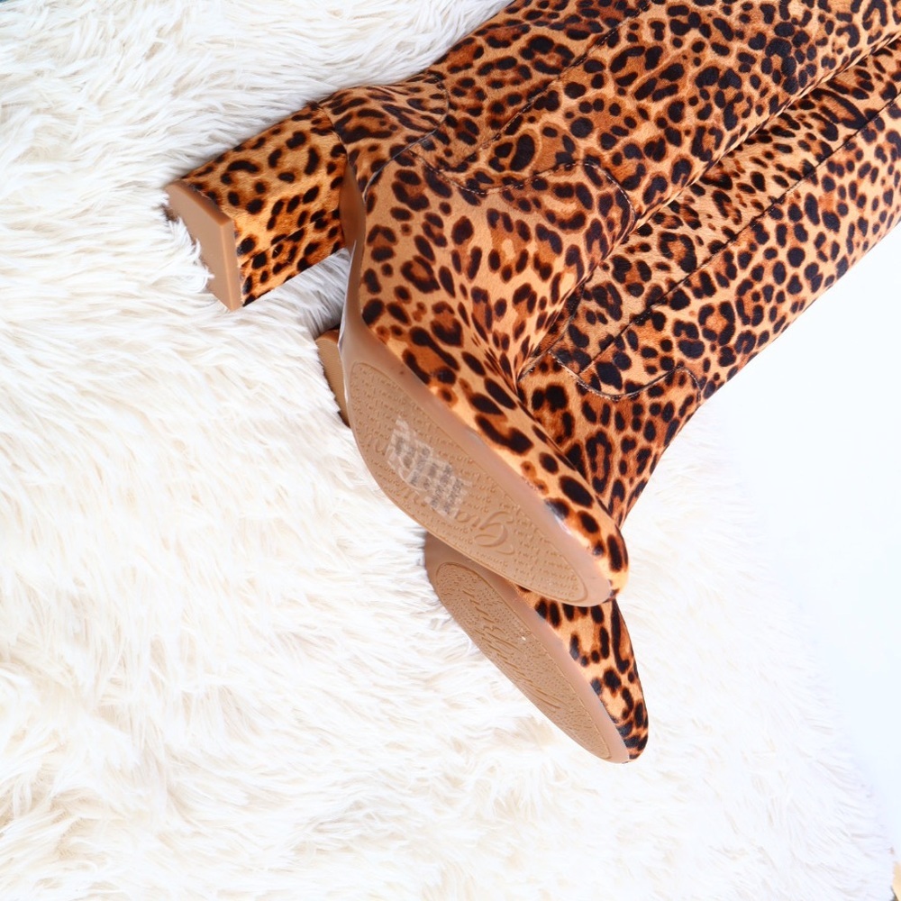 Gianni Bini Jellenia Leopard Print Haircalf Boots - Picture 7 of 14